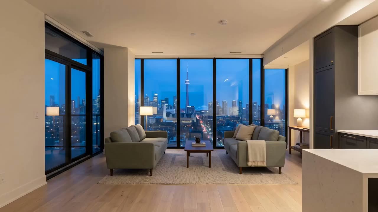 AI-generated apartment living room