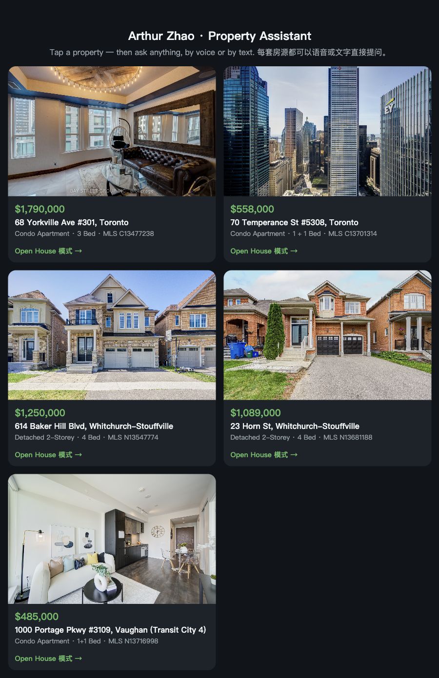 Multi-property listing page